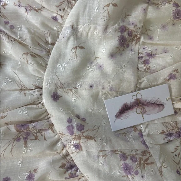 Elegant Cream Floral Maxi Dress corset waist size S - Picture 9 of 13